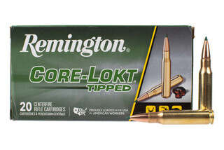 The Remington Ammunition .308 Win Core-Lokt 180gr Tipped Point is proudly loaded in the USA and packed by American workers.